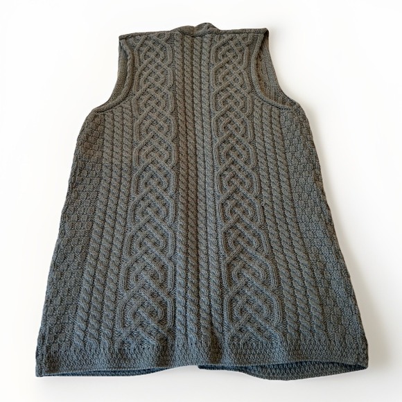 Kilronan Knitwear Women's Sweater Vest Small Blue Gray Merino Wool Ireland - Picture 2 of 8